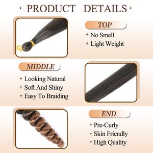 Cheveux synthétiques Julianna 18 pouces 150g pré-étirés, bouclés en spirale, soyeux, ondulés, pour tresses, boucles françaises rebondissantes - Product Image 3