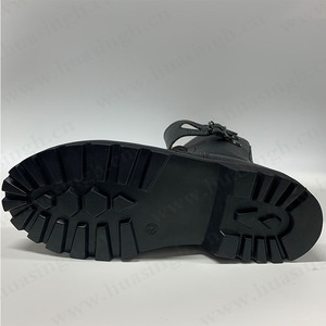 CMH, bottes de ranger français en cuir gaufré extra-haut bottes de combat à semelle en caoutchouc Goodyear anti-humide avec double boucles HSM266 - Product Image 3