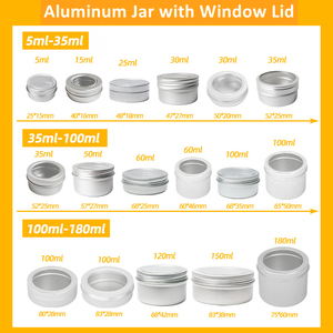 Pot vide rond en métal boîte de conserve en aluminium prêt à l'emploi 10ml 50ml 80ml 250ml avec fenêtre 5 <span class=keywords><strong>Gr</strong></span> aluminium cadeau et artisanat 300 pièces - Product Image 4
