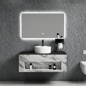 2024 Modern Style 1-Sink Bathroom <strong>Vanity</strong> Cabinet New Floating Wall Design with Water-Resistant Stainless Steel <strong>Case</strong> - Product Image 4