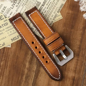 Bracelet de montre en cuir tanné végétal rétro artisanal OEM/ODM personnalisé, luxe vintage, véritable, pour montre-bracelet de 20 mm - Product Image 1