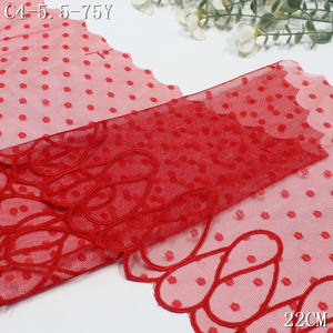 Tessuto in Pizzo a Rete Viola <span class=keywords><strong>con</strong></span> Luce Rossa Stile Moderno <span class=keywords><strong>con</strong></span> Pois Design Irregolare 21cm Bordura in Pizzo Ricamato 2025 - Product Image 3