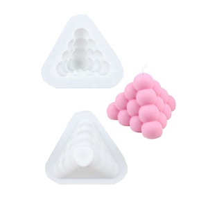 Moule à bougie en silicone à trou unique pour la décoration de la maison, 1/2/3 pièces, cube circulaire aromatique, pyramide, moule à cire d'injection - Product Image 1