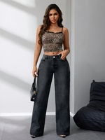 Jean Droit Gris Clair Taille Plus de Fabricant pour Femme/Maman, Taille Haute Extensible, Motif Uni, Coupe Ample