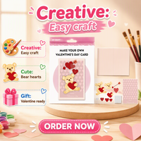 Kit de fabrication de cartes de vœux pour la Saint-Valentin, jouet artisanal mignon en forme d'ours et de cœur fait à la main pour enfants, ensemble d'artisanat artistique pour enfants pour un cadeau de la Saint-Valentin