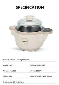 <span class=keywords><strong>Robot</strong></span> de <span class=keywords><strong>cuisine</strong></span> multifonctionnel haute puissance 1400W, machine de cuisson intelligente Smart Chef, processeur alimentaire automatique 3,5L - Product Image 4