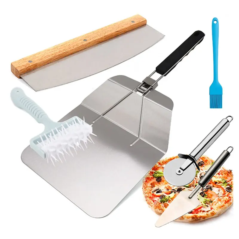 Ready Stock Pizza Making Kit Stainless Steel Pastry Cutting And Turning Extra Large Baking Pizza Peel Set
