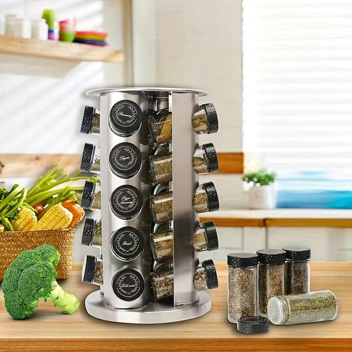 Rotating Spice Rack Organizer Kitchen Pantry Spice Jar Rack Set ...