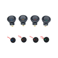 Interrupteur à bascule rond 3 broches 12V pour voiture et bateau, avec voyant LED, 4 couleurs : bleu, jaune, rouge, vert