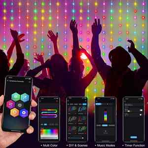400LED Musiksynchronisierte Intelligente Lichterkette als Vorhang Programmierbar mit Fernbedienung, App und Controller - Product Image 1