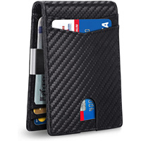 Portefeuille porte-cartes en cuir véritable avec blocage RFID pour hommes, avec pince à billets