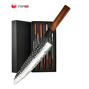 Couteaux de chef Nakiri Cuchillo faits à la main en acier inoxydable ensemble de couteaux de cuisine japonais en acier à haute teneur en carbone avec manche en bois - Product Image 4