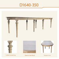 D1646-350 Hoolnn Französischer Vintage Klassischer Massivholz Ausziehbarer Esstisch mit Erweiterungen Esszimmermöbel