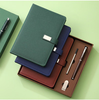Coffret Cadeau d'Entreprise Économique en Similicuir : Carnet Dowling, Stylo et Bouteille, Reliure Piquée, Couverture Lisse, Logo Personnalisé
