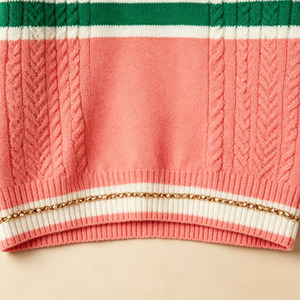 <span class=keywords><strong>Cardigan</strong></span> OEM alla Moda <span class=keywords><strong>con</strong></span> Tasche, Bottoni Rossi e Catena Dorata, Apertura Frontale, Cappotto Lavorato a Maglia per Donna - Product Image 6