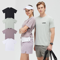T-shirt personnalisé pour homme en nylon tissé imprimé, à séchage rapide, à manches courtes, col rond, haute élasticité, respirant, pour la course et l'entraînement estival
