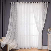 Cortina de encaje francés XinLan, con borde festoneado y bolsillo para barra, voile blanco, cortina vintage con filtro de luz para sala de estar