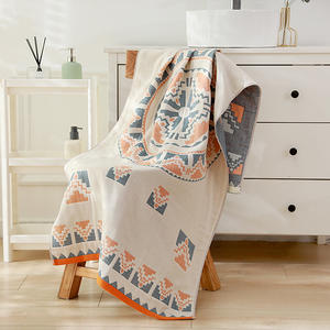 Serviette <span class=keywords><strong>de</strong></span> <span class=keywords><strong>plage</strong></span> <span class=keywords><strong>de</strong></span> dieu soleil indien bohème imprimé personnalisé quatre couches gaze coton doux confortable séchage rapide été taille 70*140 maison - Product Image 2