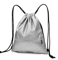 Sac à dos de sport personnalisé avec logo, pour la gym, le football, le basketball, en polyester imperméable, avec cordon de serrage et poche zippée