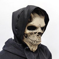 Masque de crâne de démon au design nouveau avec capuche, masque intégral en latex pour cosplay d'horreur, masque effrayant pour Halloween
