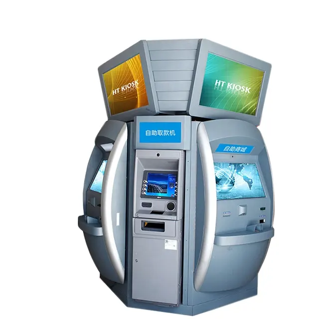 8 côtés écran avec 4 unités ATM machine numérique kiosque pour center commercial