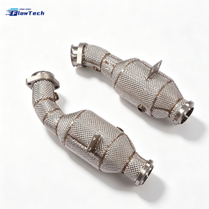 Downpipe de course FlowTech Performance SS304 avec bouclier thermique pour Mercedes AMG E43 W213 C43 W205 M276 3.0L V6 - Product Image 1