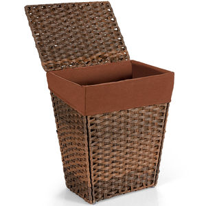 JY Waterproof Handmade <strong>Wicker</strong> Detachable Collapsible Laundry Storage Baskets with Lid for Bathroom and <strong>Wardrobe</strong> - Product Image 1