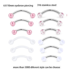 Bijoux de <span class=keywords><strong>piercing</strong></span> pour sourcils en acier inoxydable argenté, acrylique transparent, double tête, barre à billes, <span class=keywords><strong>piercing</strong></span> Daith Conch - Product Image 1