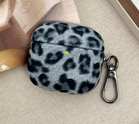 Dompet Mini Clutch Desainer Mewah untuk Wanita Motif Leopard untuk Airpods Earphone Penutup Kancing Ukuran Kecil Tempat Headphone