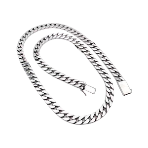 Collier en argent de style européen américain avec ancienne chaîne cubaine Accessoires simples à boucle de grande valeur pour hommes femmes Accessoire rouge en filet - Product Image 1