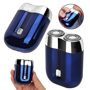 เครื่องโกนหนวดไฟฟ้าแบบพกพาขนาดเล็ก ไร้สาย ชาร์จซ้ำได้ ใบมีดคู่ แบบหมุน โกนได้ทั้งแบบเปียกและแห้ง สำหรับผู้ชาย - Product Image 1