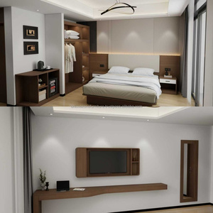 3 Star Hotel Full Room Furniture Modern Bedroom Sets Cheap Wooden <b>Bed</b> <b>Frame</b> With Headboard Nightstands TV Stand & Wardrobe - Product Image 3