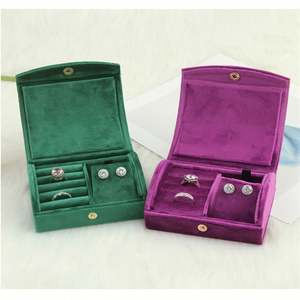 Velvet Jewelry Organizer Box <b>Earring</b> Round <b>Storage</b> Honeycomb Grainy - Product Image 6
