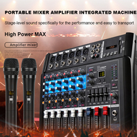 Biner GM7X profesyonel 350W + 350W ses güç amplifikatörü 2 kablosuz mikrofon ile 6 kanallı ses mikseri