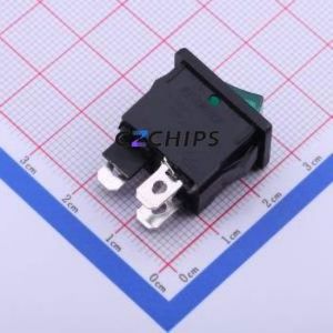 R1973ABLKGILFF4 Rocker Switch Through hole Component (THT) Switch 21.1mm 15.1mm Concave Bend Solder Tab - Product Image 1