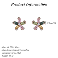 Elegante Rose Gold Plated Sterling Silber natürliche Turmalin Blume Ohr stecker für Frauen Muttertag Geschenke