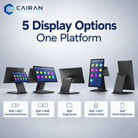 Système de point de vente (PDV) de détail alimenté par le cloud Cairan, terminal Android de bureau à double écran avec lecteur de cartes NFC et suite de gestion des ventes
