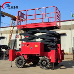 10m 12m Ruedas eléctricas para todo terreno, motor diésel, elevador aéreo móvil para hombre, plataforma elevadora de tijera autopropulsada - Product Image 4