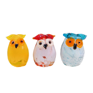 Figurine d'hibou en verre de Murano faite à la main, animaux colorés pour la décoration de la maison, cadeau pour Halloween, Noël, la Saint-Valentin, artisanat coloré - Product Image 1