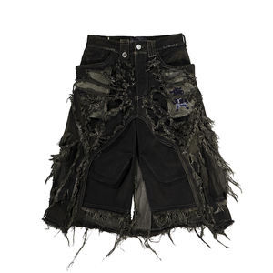 DiZNEW <span class=keywords><strong>Short</strong></span> <span class=keywords><strong>en</strong></span> jean vintage de rue personnalisé <span class=keywords><strong>Short</strong></span> <span class=keywords><strong>en</strong></span> jean ample avec logo <span class=keywords><strong>en</strong></span> relief décontracté à motifs imprimés <span class=keywords><strong>Jeans</strong></span> de créateur pour hommes - Product Image 1