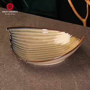 WEIYE new arrival irregular porcelain plate wave shape Japanese style ceramic sushi plate