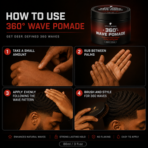 โพเมดจัดแต่งทรงผม 360 Waves พร้อมแปรง ควบคุมลอนผม ครีมจัดแต่งทรงผมสูตรเพื่อผมเงางามสุขภาพดี สำหรับผมมีเท็กซ์เจอร์ 86 มล. - Product Image 5