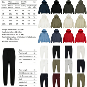 350G Cotton Blend Fleece Winter Hoodie & Pant Set | ODM Supply | Sporty Loungewear for Gym & Daily Use - Product Image 6