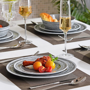 Juego de platos de melamina apilables de color gris de estilo moderno Juego de cuencos de melamina Juegos de vajilla de 12 piezas Melamina - Product Image 4