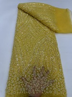 NI.AI Tissu de mariée perlé de luxe Dentelle violette lourde perlée brodée avec paillettes pour robe de soirée de mariage nuptiale