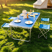 Ensemble de meubles d'extérieur, table de camping pliable portable et ensemble de 4 chaises, compact