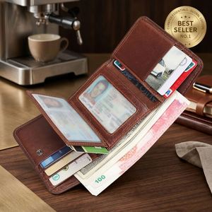 Portefeuille multifonctionnel en cuir véritable pour homme avec plusieurs compartiments pour billets et design multi-positions - Product Image 3