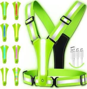 Chaleco de seguridad de alta visibilidad para ciclismo con carga USB LED con cintura ajustable/hombro antorchas reflectantes de seguridad nocturna para corredores - Product Image 1
