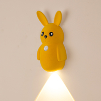 Lampe murale sans fil à détecteur de mouvement en forme de lapin de dessin animé, magnétique, rechargeable par USB, lampe de chevet LED pour enfants