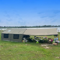 Tente gonflable de luxe 17,28 m² avec cheminée, en PVC, 3 chambres et salon, imperméable, portable, installation facile pour le camping
